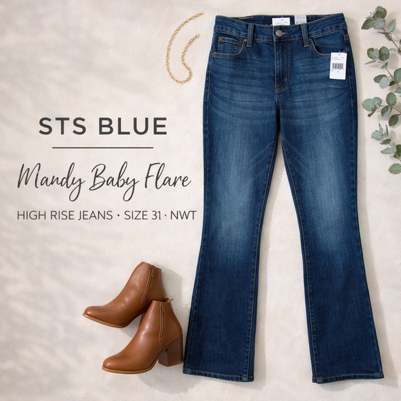 STS Blue Denim - STS Blue Mandy Baby Flare High Rise Jeans Size 31 NWT